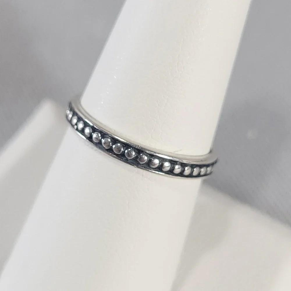 Silpada Sterling Silver Stacker Ring Size 8 Silver Beaded Dotted 925